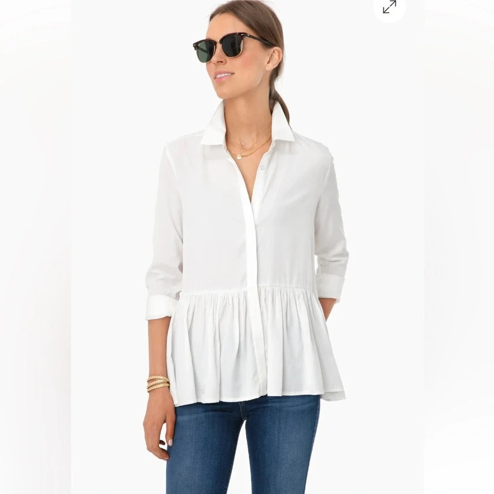 - Tibi Savanna long peplum silky shirt from Tuckernuck - Picture 2 of 9